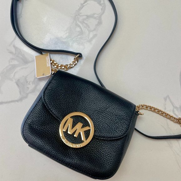 NWT Michael Kors Fulton Small Black Leather Crossbody Bag - Picture 2 of 6
